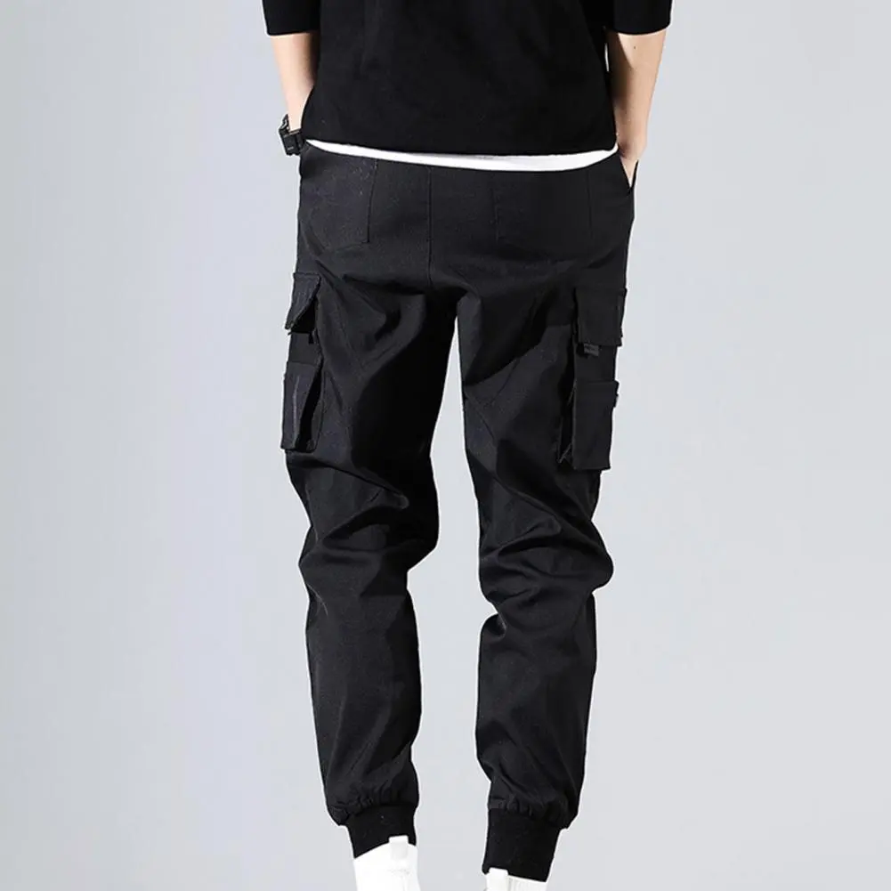 2025 New Summer Men Pants Hip Hop Harem Joggers Pants Male Trousers Mens Solid Multi-pocket Cargo Pants Skinny Fit Sweatpants