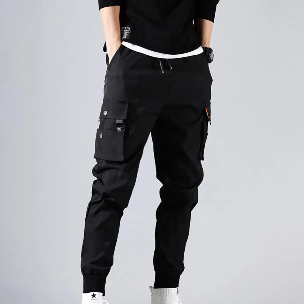 2025 New Summer Men Pants Hip Hop Harem Joggers Pants Male Trousers Mens Solid Multi-pocket Cargo Pants Skinny Fit Sweatpants