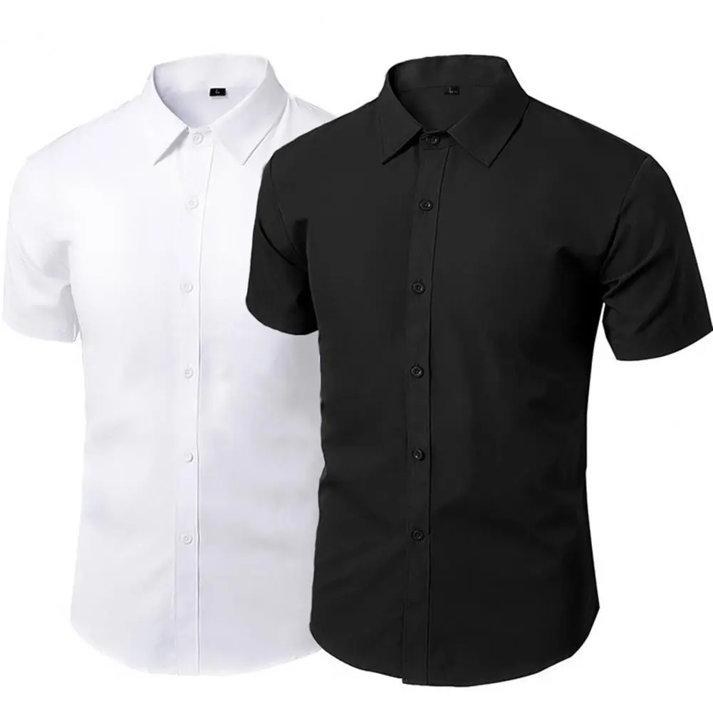 2025 Men Shirt Summer Short Sleeved White Shirt, Business Dress Slim Fit Professional Work Office Shirt Casual Suit Shirt Top