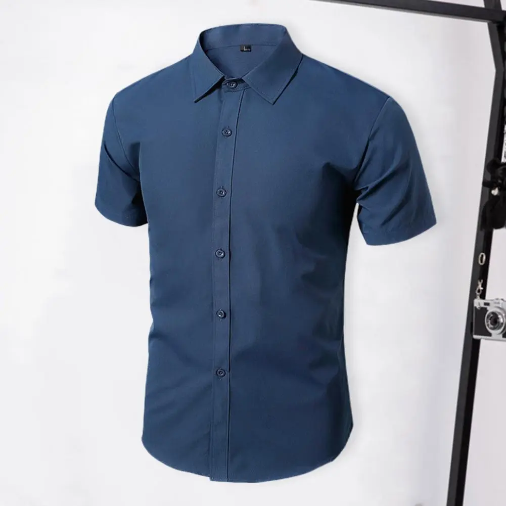 2025 Men Shirt Summer Short Sleeved White Shirt, Business Dress Slim Fit Professional Work Office Shirt Casual Suit Shirt Top