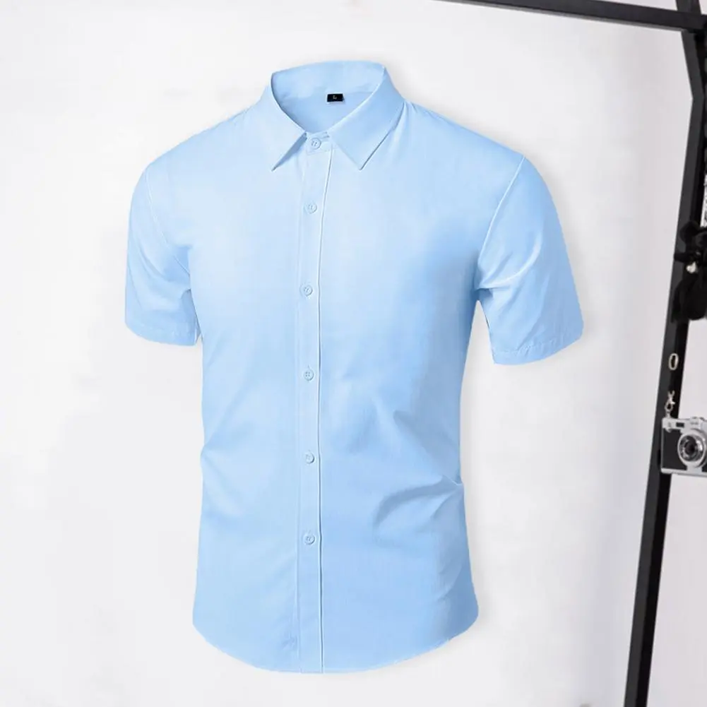 2025 Men Shirt Summer Short Sleeved White Shirt, Business Dress Slim Fit Professional Work Office Shirt Casual Suit Shirt Top