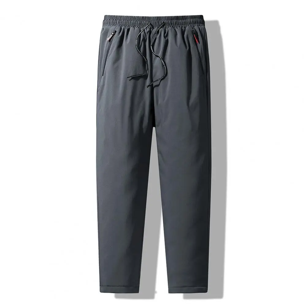 Cotton Pants Windproof Drawstring Pants Thicken Elastic Waist Cotton Padded Men Thick Fleece Thermal Trousers Casual Pants