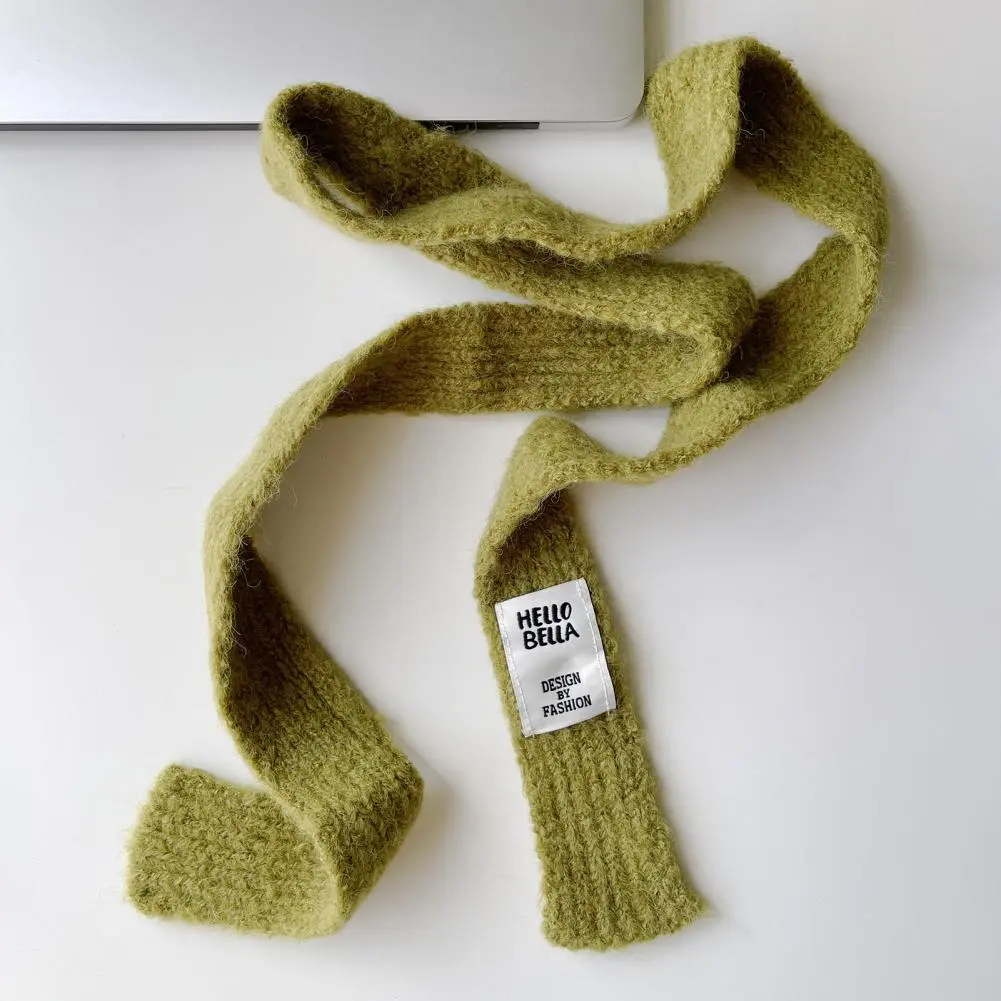 Candy Color Long Scarf Women Casual Knitting Scarf Korean Fashion Thin Trendy Scarf Autumn Winter Letter Logo Solid Warm Scarf