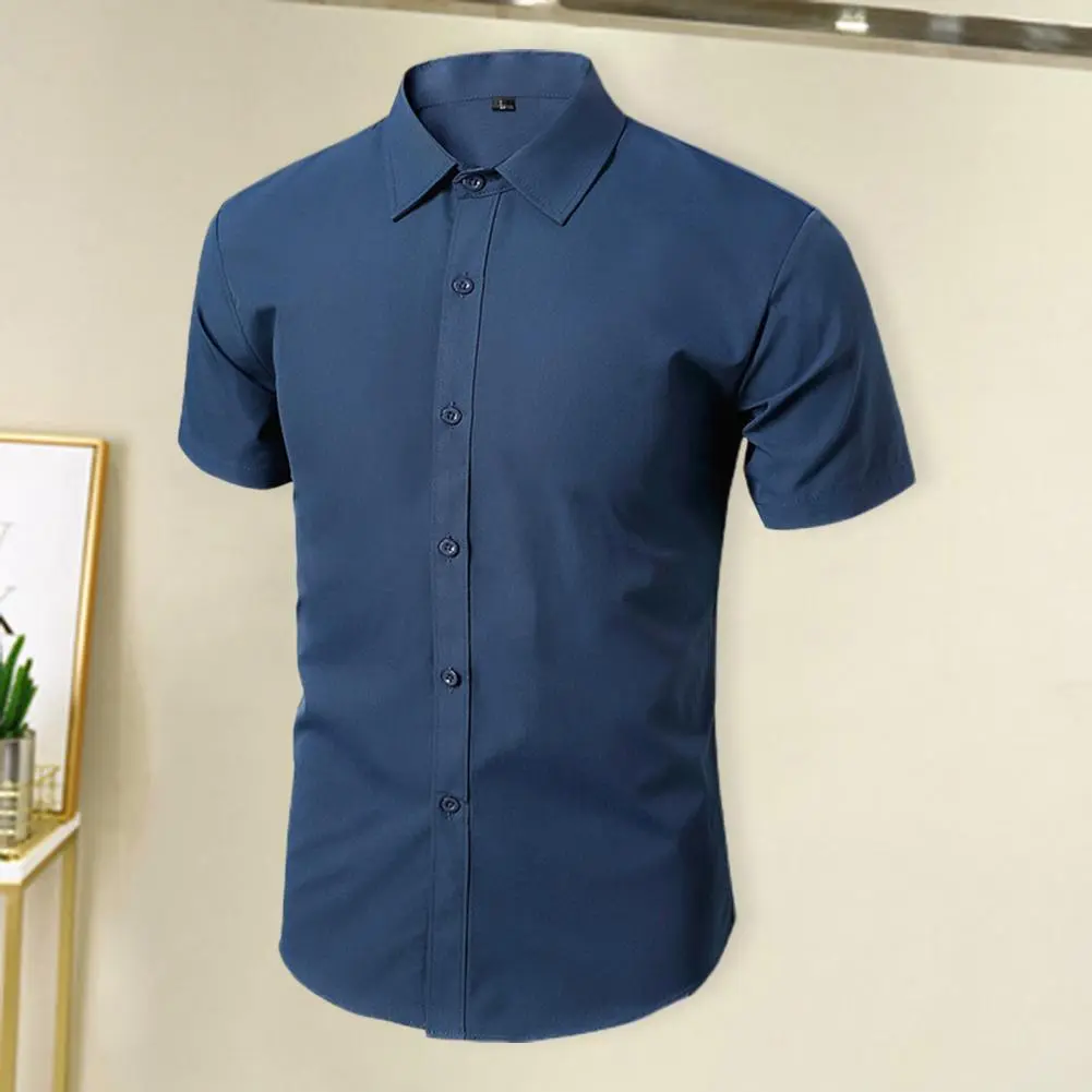 2025 Men Shirt Summer Short Sleeved White Shirt, Business Dress Slim Fit Professional Work Office Shirt Casual Suit Shirt Top