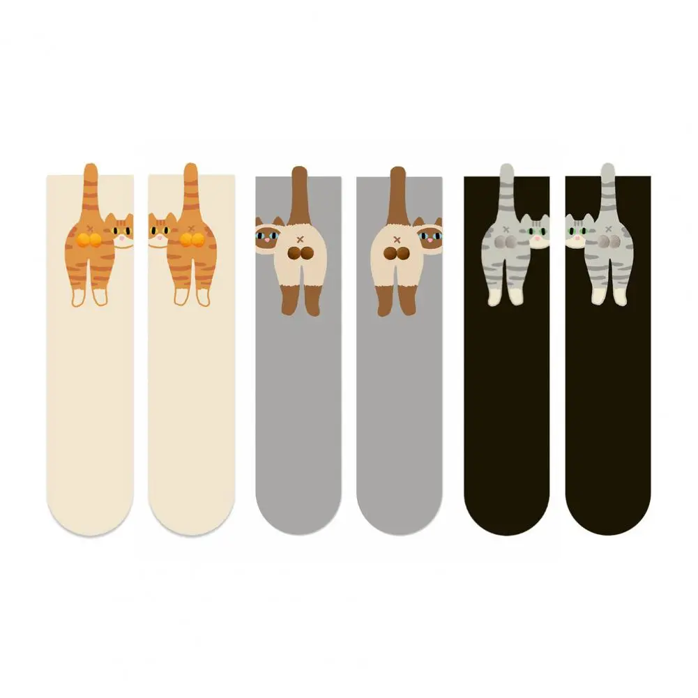 Cat-themed Socks Women Cat Socks Funny Cat Lover's Crew Socks with Fuzzy Balls Novelty Animal for Women Cute Cat for Friends