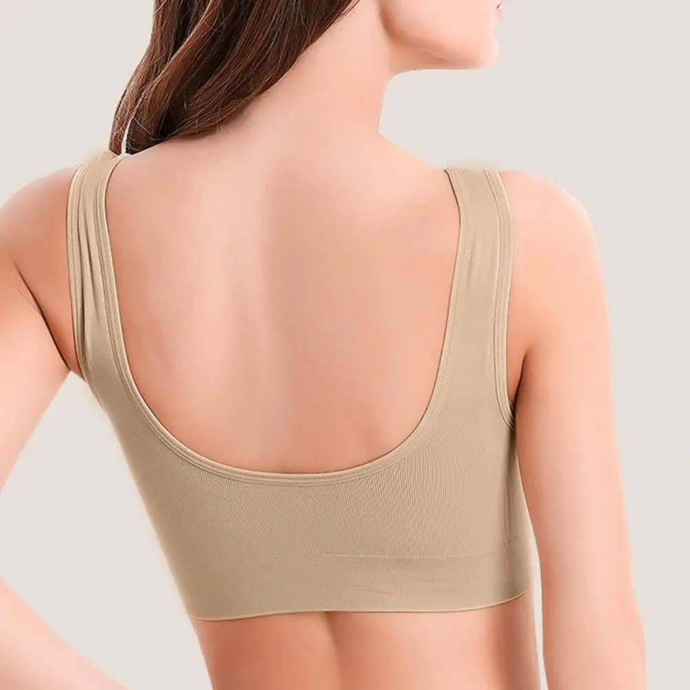 Seamless Bras Double Layer Yoga Vest Without Steel Ring Sports Bra Gathering Vest Style Solid Color Removable Pads Stretchy Bra
