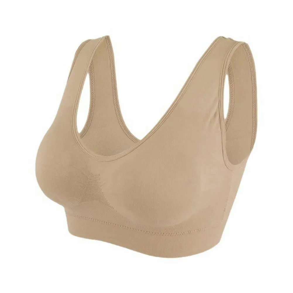 Seamless Bras Double Layer Yoga Vest Without Steel Ring Sports Bra Gathering Vest Style Solid Color Removable Pads Stretchy Bra