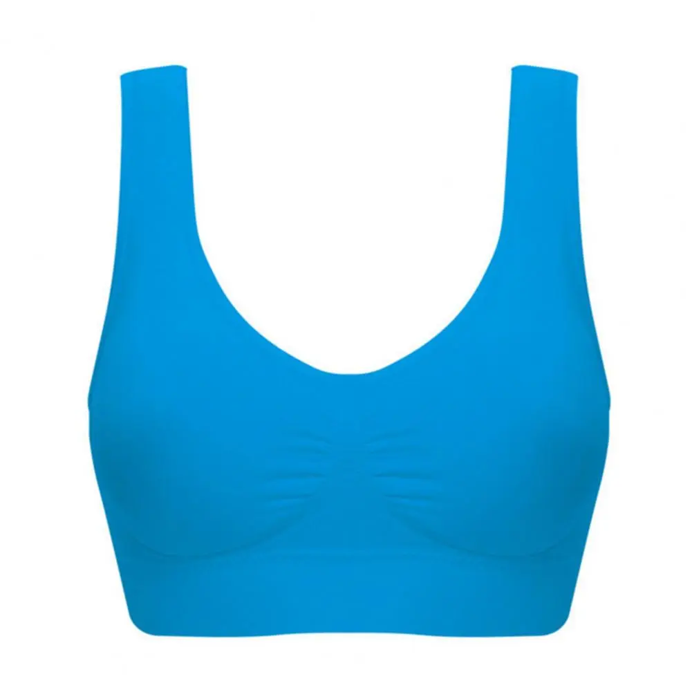 Seamless Bras Double Layer Yoga Vest Without Steel Ring Sports Bra Gathering Vest Style Solid Color Removable Pads Stretchy Bra