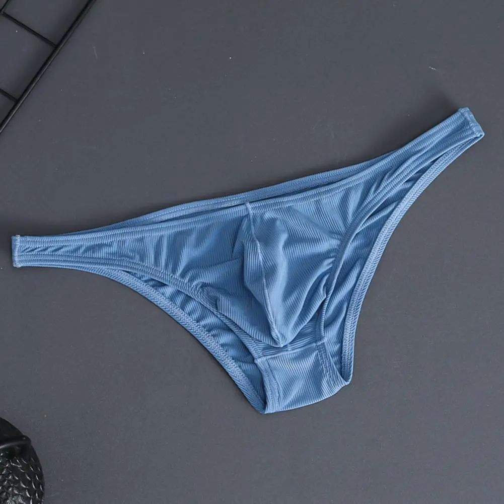 Men Briefs Ice Silk Thin Stripe G-string Panties Sexy Low Waist Thong Panties Inside Wearing Men Underpants Sexy Boy Gstrings
