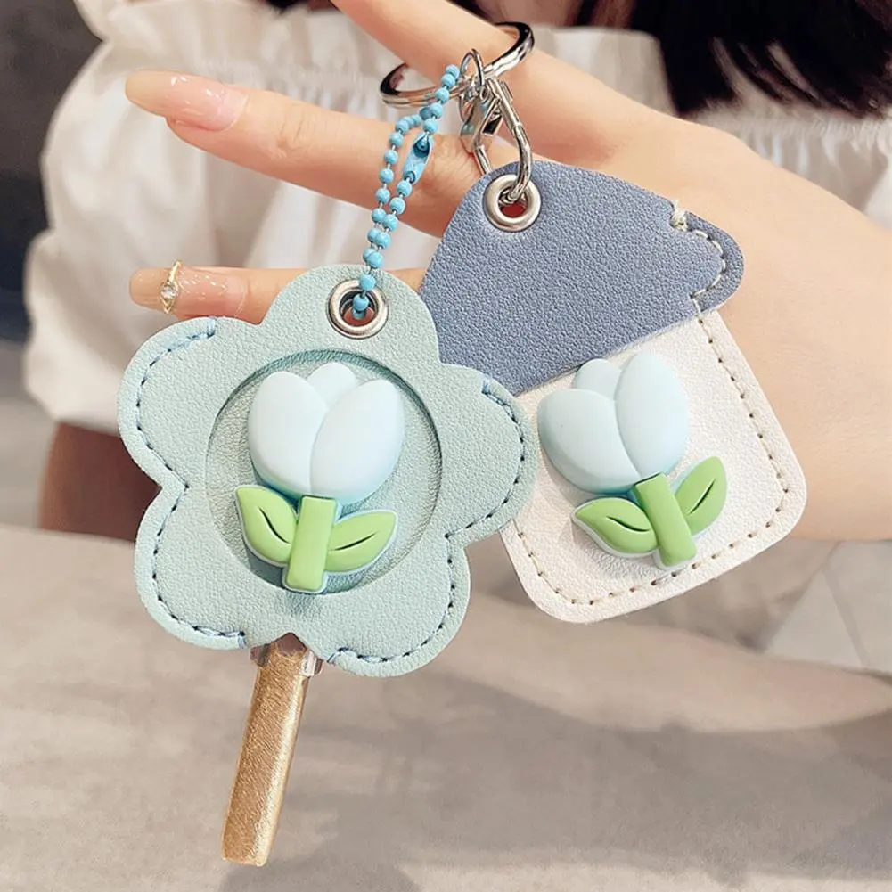 Tulip Keychain Flower-shaped Keychain Jewelry Elegant Tulip Key Holder Flower Keychain Set for Women Girls Faux for Backpack