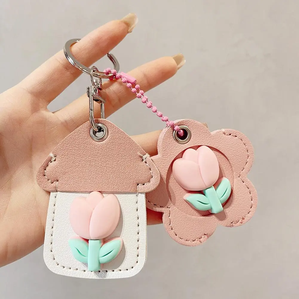 Tulip Keychain Flower-shaped Keychain Jewelry Elegant Tulip Key Holder Flower Keychain Set for Women Girls Faux for Backpack