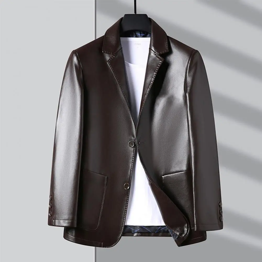 Men Jacket with Button Decoration Lapel Men Jacket with Button Details Stylish Lapel Collar Men's Jacket Button for Outdoor