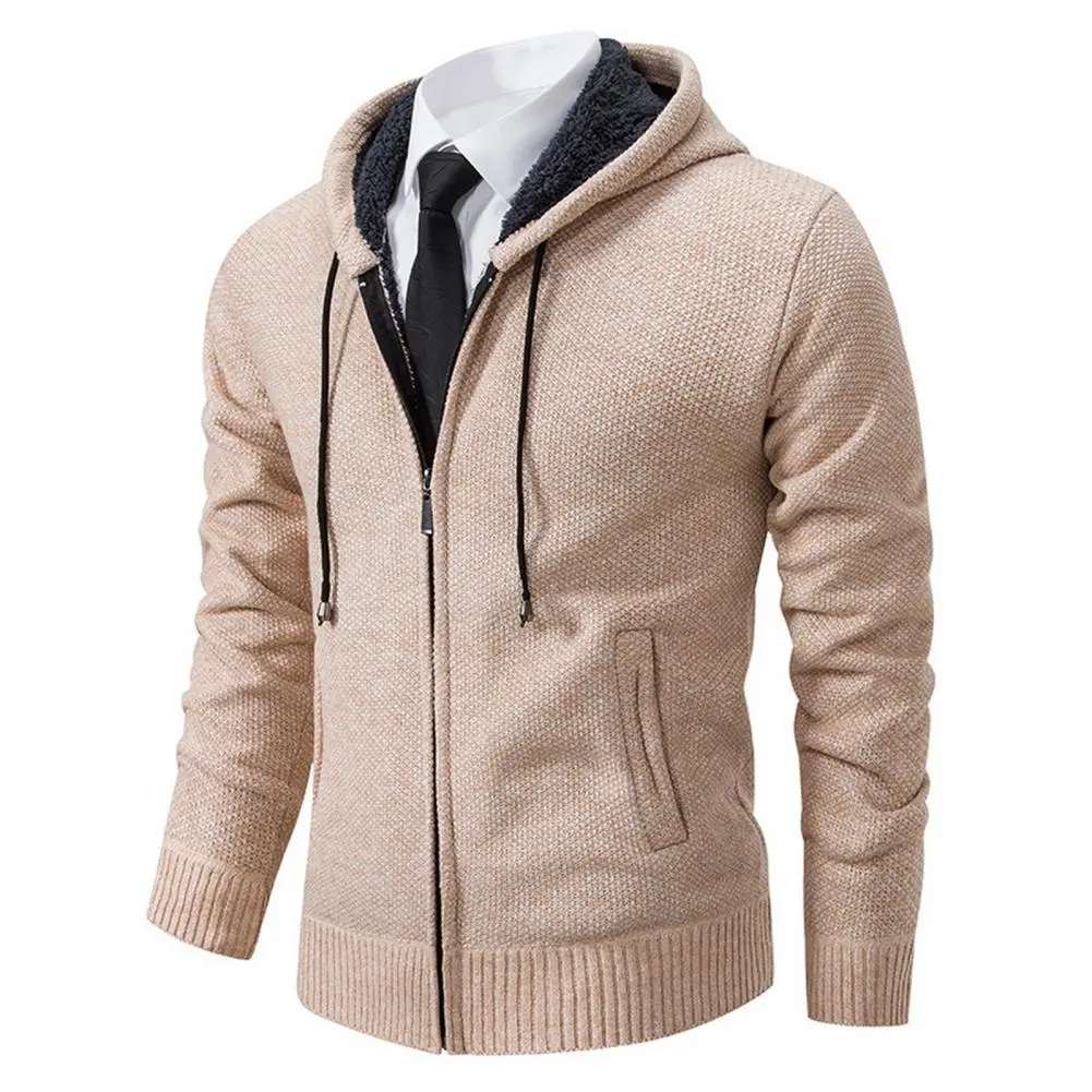 Spring Winter Sweater Jacket Men's Cardigan Single-Breasted Knitted Sweater Hooded Stand Collar Thickened Warm Coats Jackets