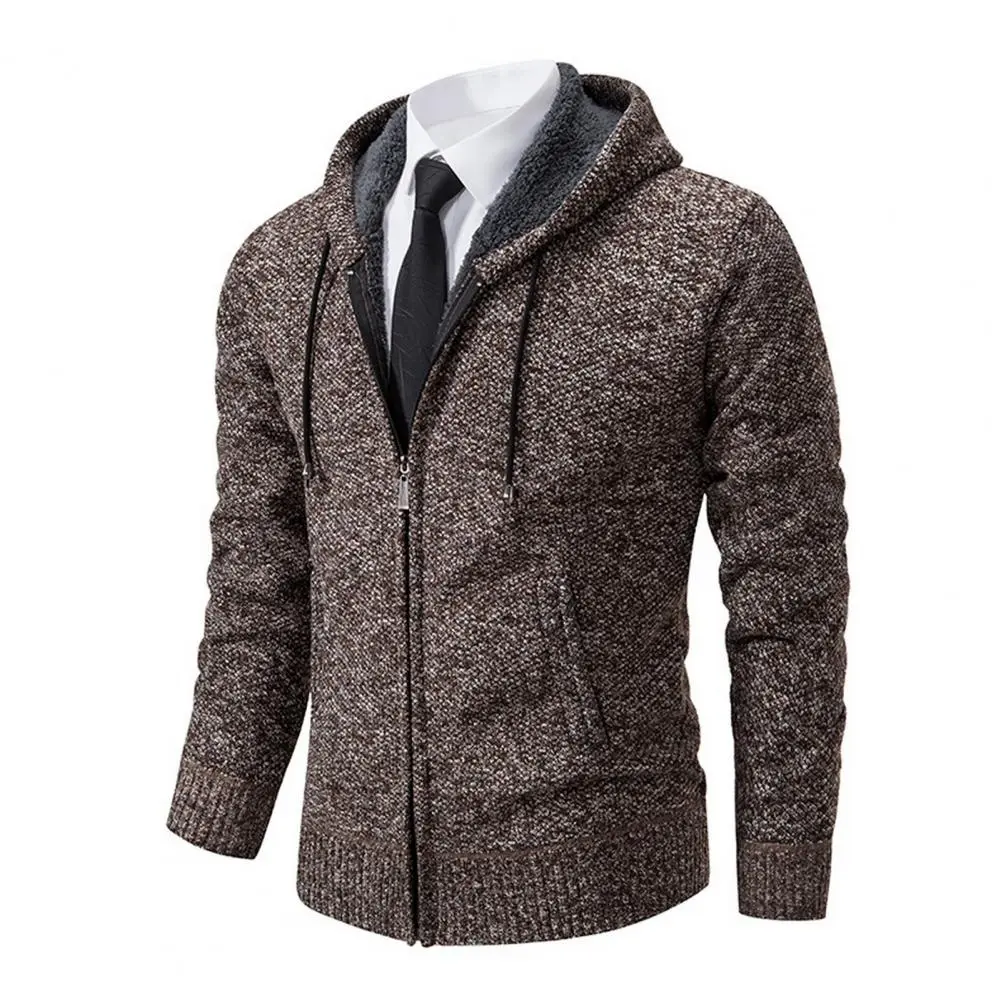 Spring Winter Sweater Jacket Men's Cardigan Single-Breasted Knitted Sweater Hooded Stand Collar Thickened Warm Coats Jackets