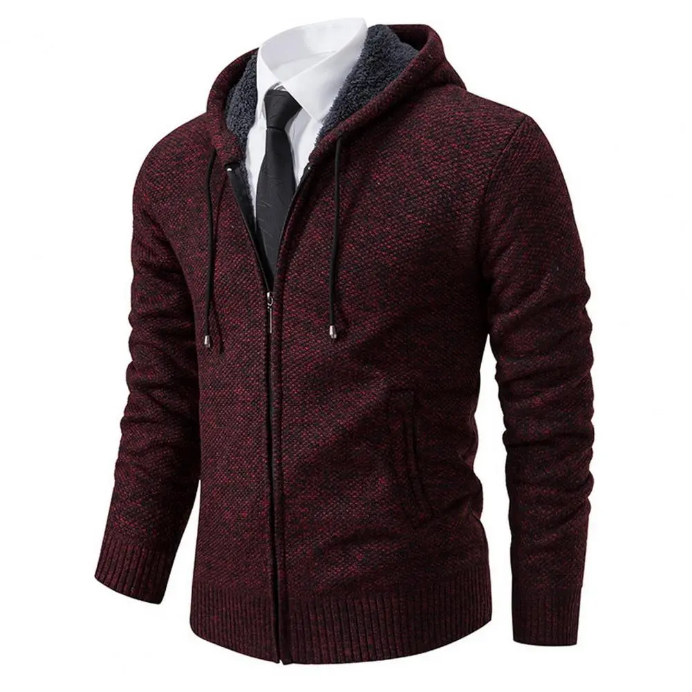 Spring Winter Sweater Jacket Men's Cardigan Single-Breasted Knitted Sweater Hooded Stand Collar Thickened Warm Coats Jackets