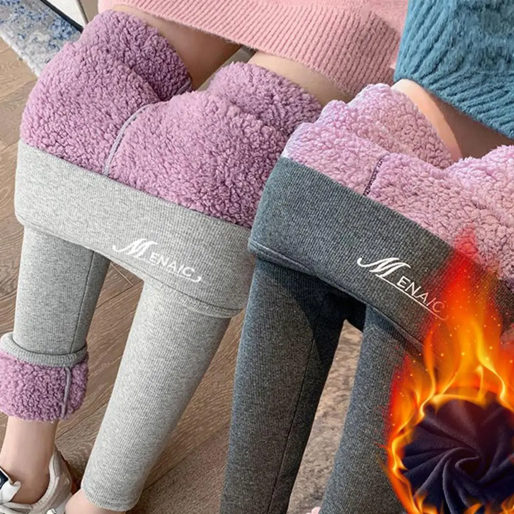 Skinny Long Pants Women Winter Leggings Winter Women's High Waist Leggings Elastic Skinny Pants with Thick Fleece for Cold