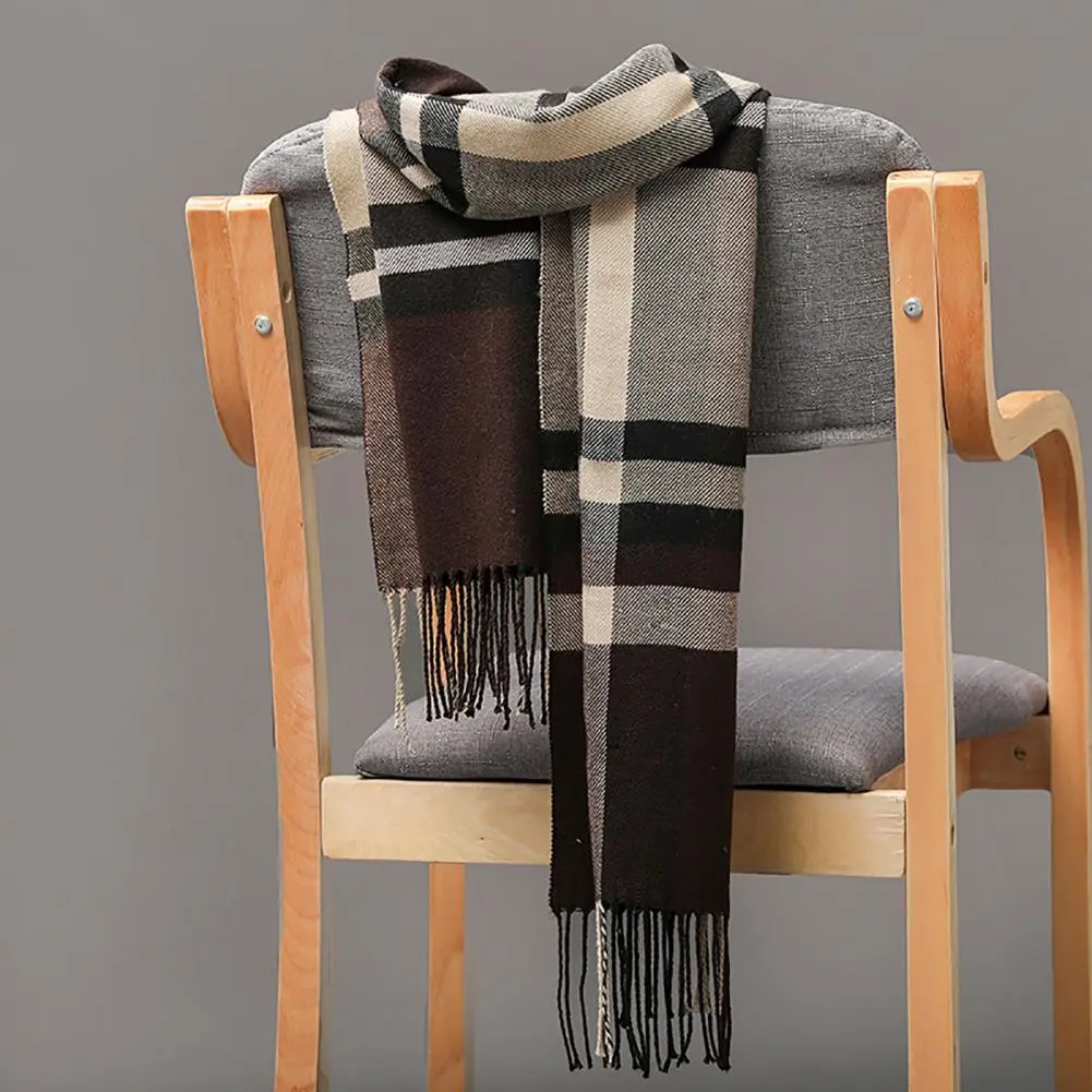 Faux Cashmere Winter Scarf British Plaid Men Scarf Classic Plaid Fringed Tassels Soft Keep Warm Women Men Autumn Riding Scarf