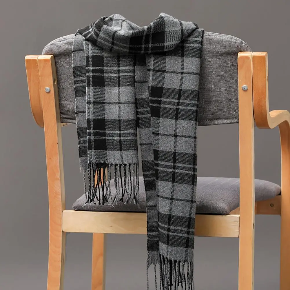 Faux Cashmere Winter Scarf British Plaid Men Scarf Classic Plaid Fringed Tassels Soft Keep Warm Women Men Autumn Riding Scarf