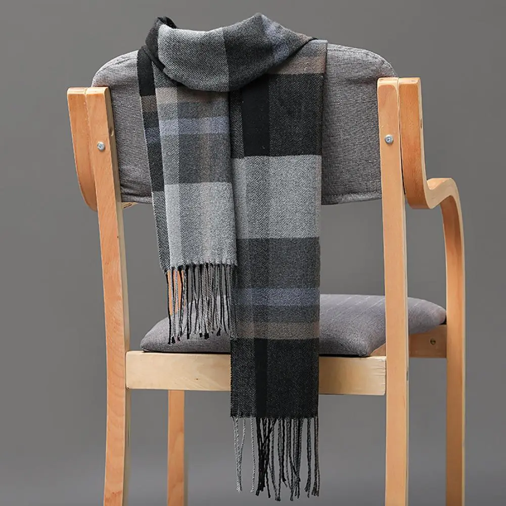 Faux Cashmere Winter Scarf British Plaid Men Scarf Classic Plaid Fringed Tassels Soft Keep Warm Women Men Autumn Riding Scarf
