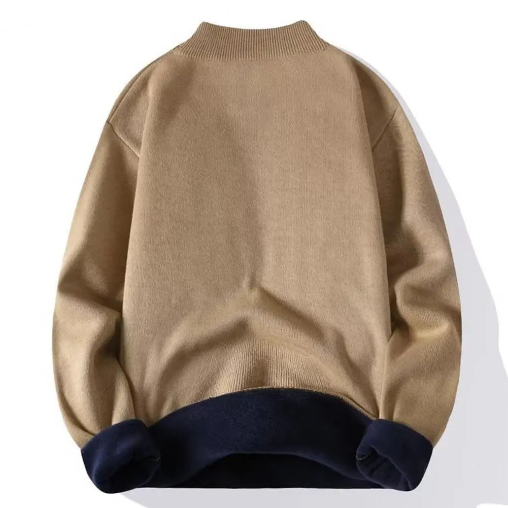 2025 Men Winter Sweater Half Turtleneck Solid Color Fleece Soft Keep Warm Pullover Plus Size Spring Sweater Men Sweater