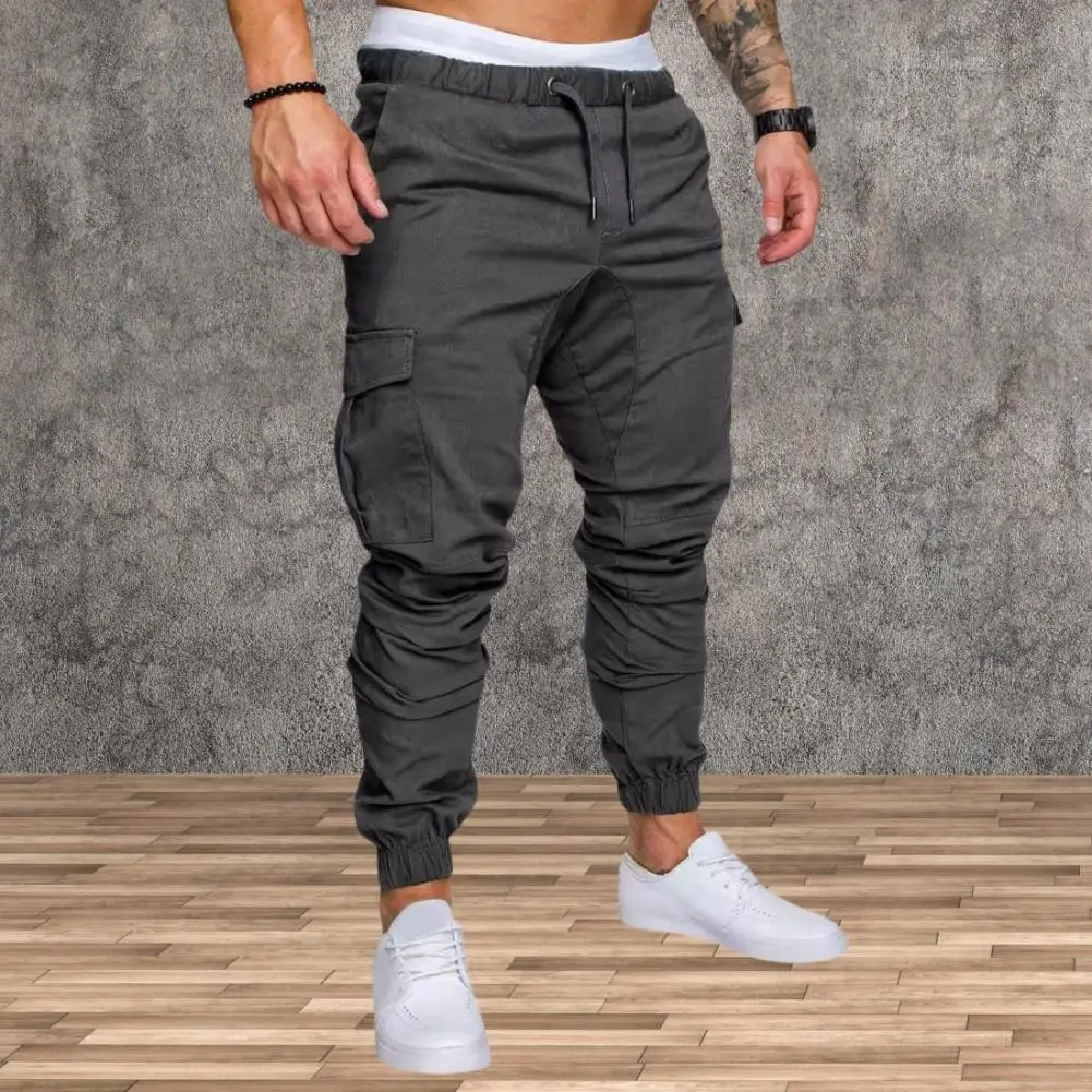2025 Cotton Pants For Men Cargo Pants Ankle-banded Multi Pockets Drawstring Waist Gym Traning Sweatpants Outdoor Trousers