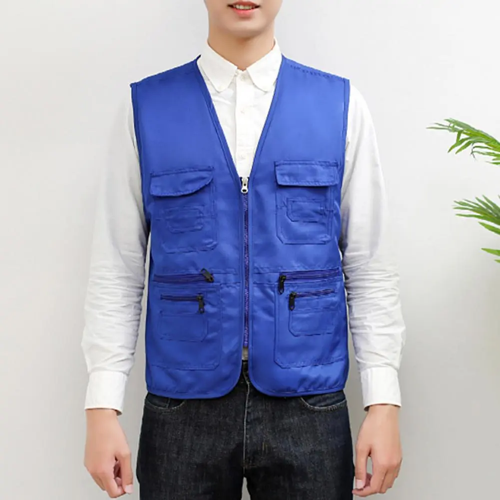 Outdoor Vest Slim Fit Work Clothes Vest Plus Multi-pocket Cargo Vest Fishing Camping Vests Volunteer Vests Director Waistcoat