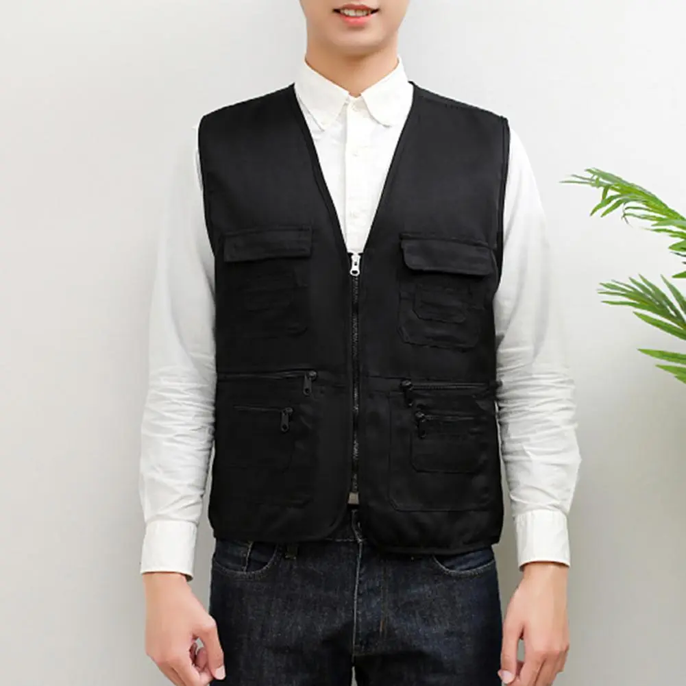 Outdoor Vest Slim Fit Work Clothes Vest Plus Multi-pocket Cargo Vest Fishing Camping Vests Volunteer Vests Director Waistcoat