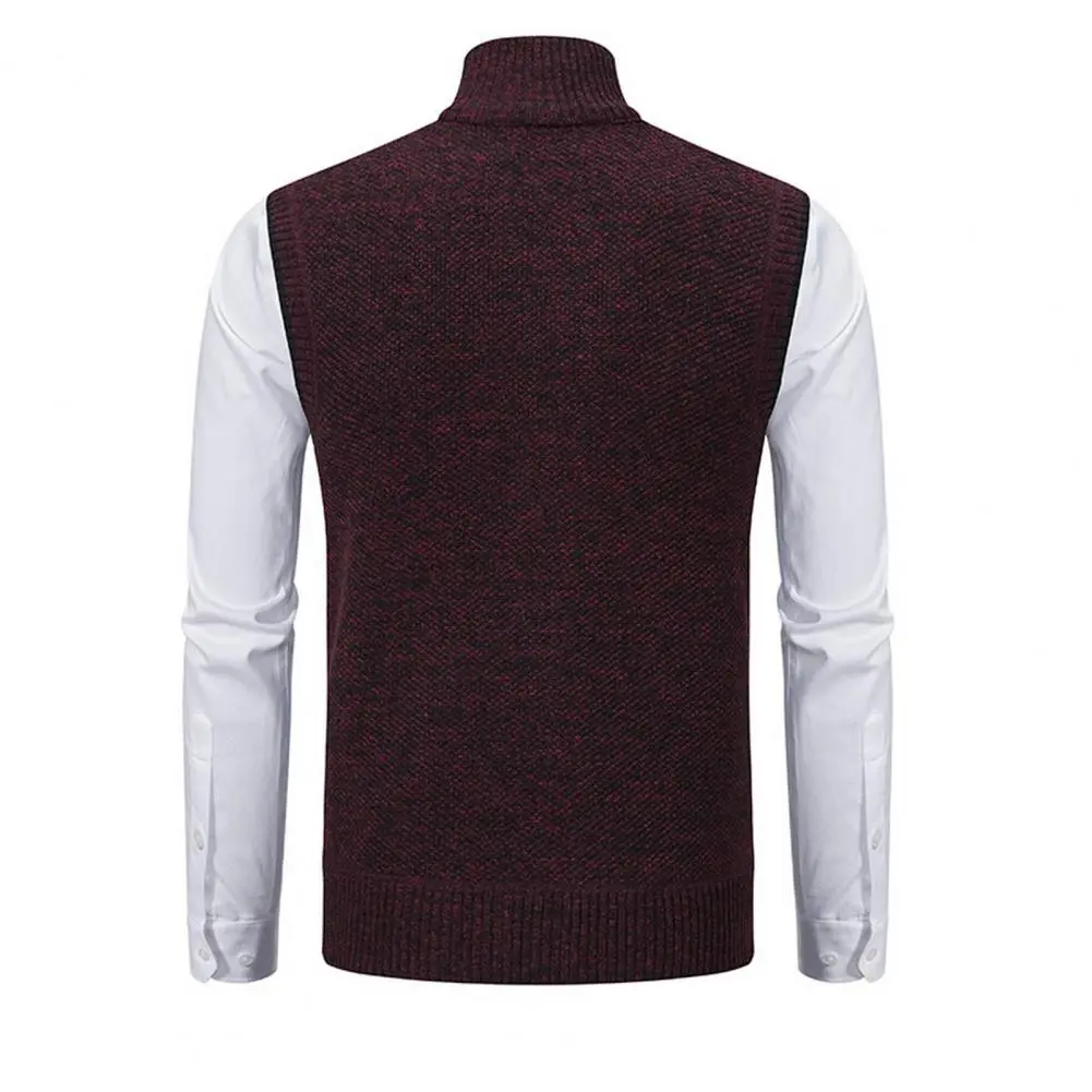Stylish Zipper Design Sweater Vest Men Sweater Vest Stylish Men's Knitted Zipper Sweater Vest Stand Collar Sleeveless for Work