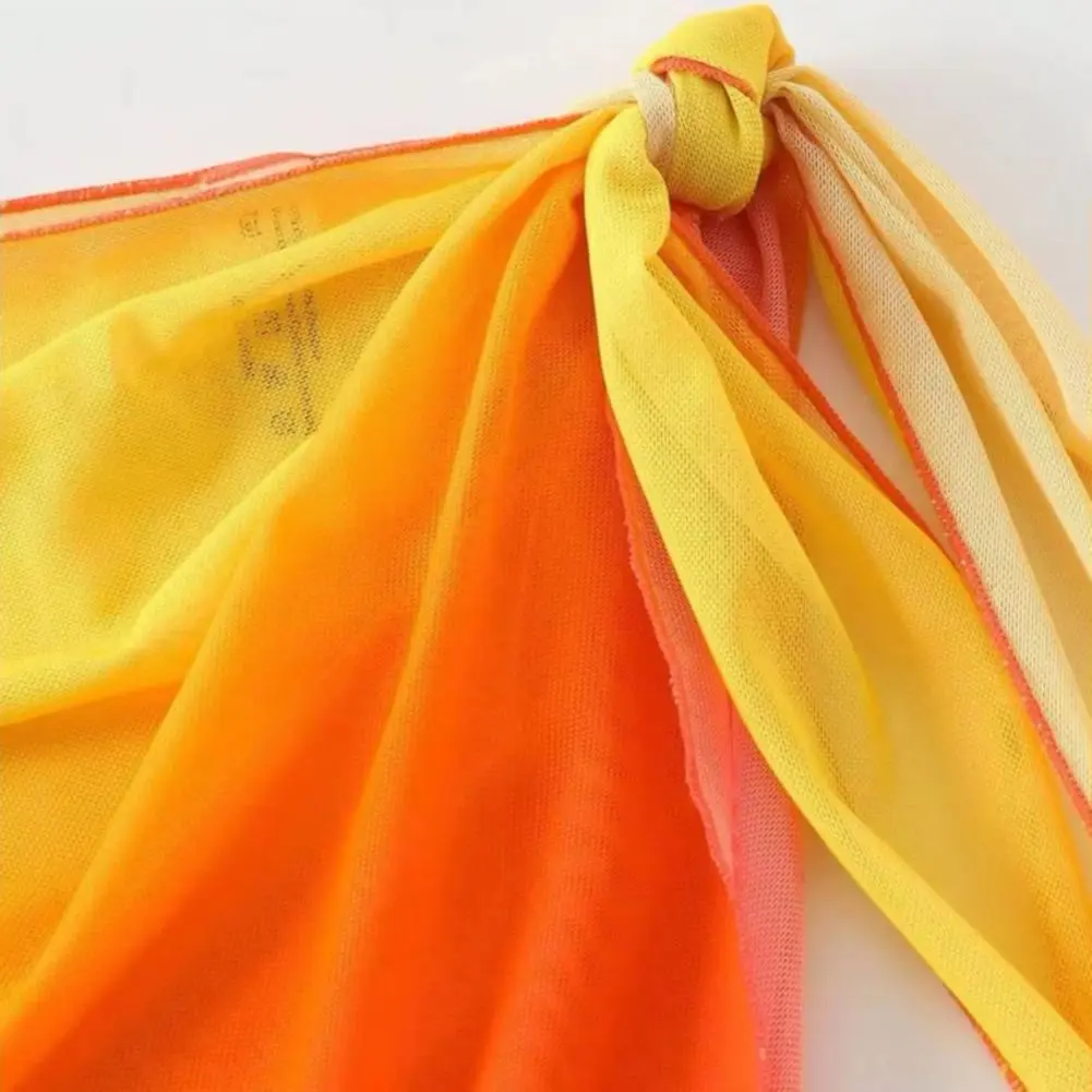 2025 Bikini Cover Up Skirt European And American Gradient Color Transparent Vacation Chiffon Cover Up Beach Sunscreen Shawl
