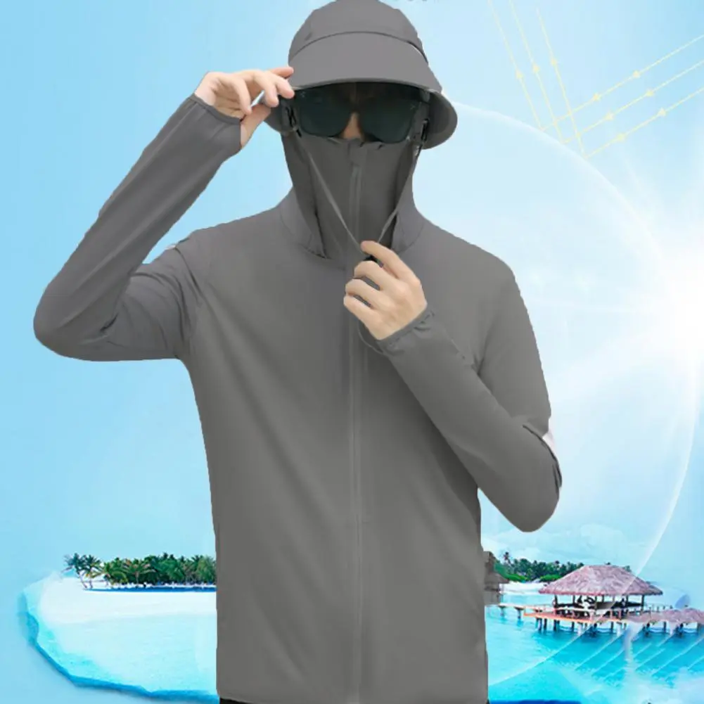 Men Summer Sunscreen Coat Detachable Hat Brim Breathable Hooded Anti-UV  Sunscreen Ice Silk Men Summer Jacket Male Clothes
