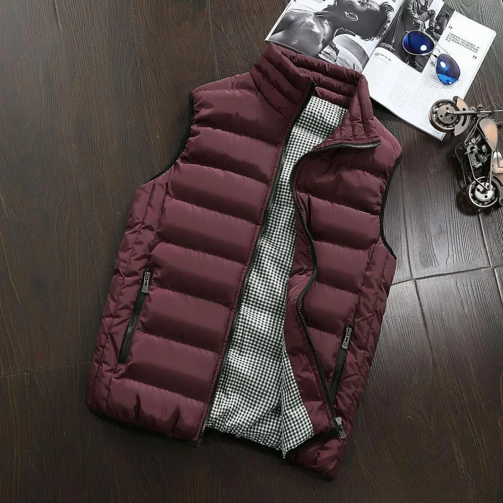 Men Vest Jacket Winter Warm Sleeveless Jackets Waterproof Stand-up Collar Zipper Coat Autumn Casual Waistcoat Male Vest Coat