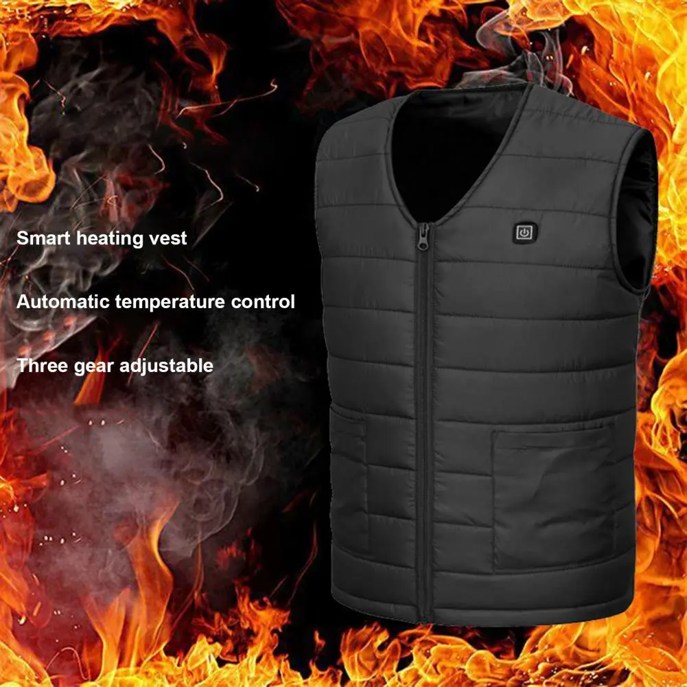 Winter Men Vest Winter USB Heating Vest Coat 10/12 Heating Blocks V Neck Energy-saving Padded Windproof Waistcoat Cotton Vest