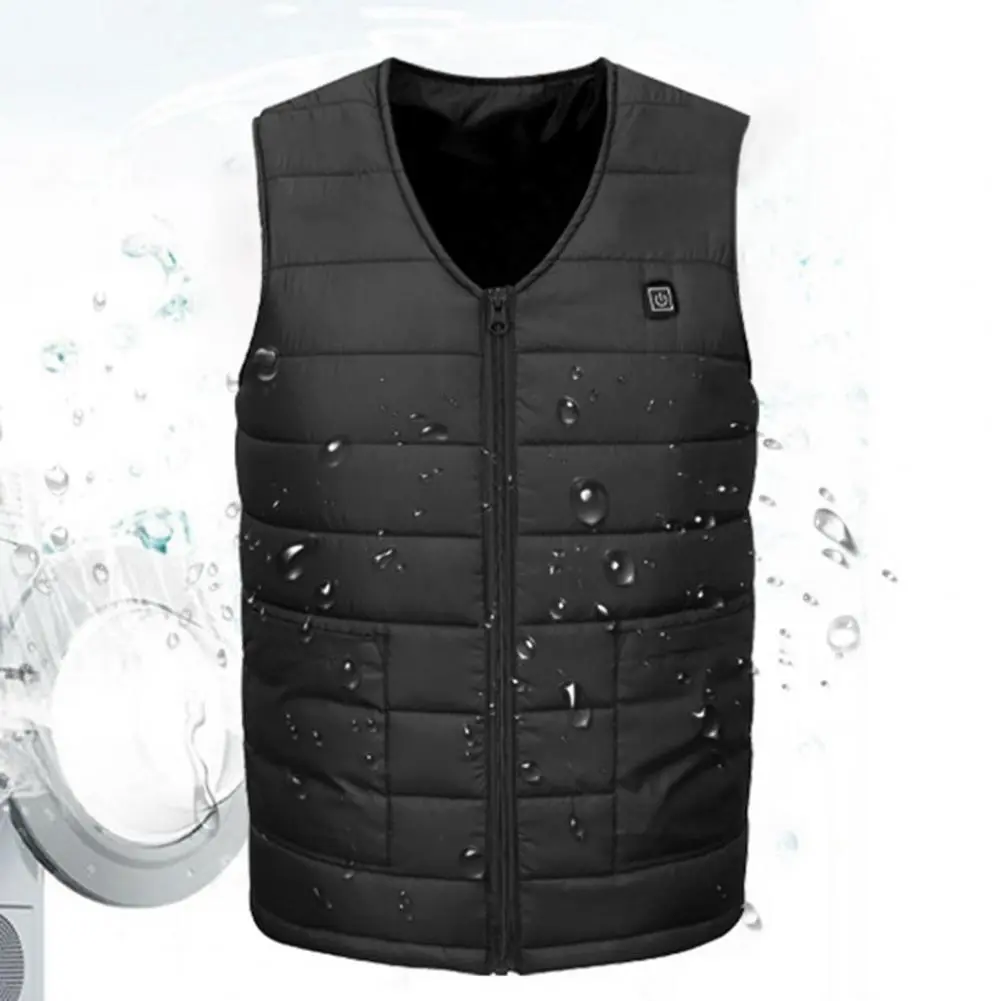 Winter Men Vest Winter USB Heating Vest Coat 10/12 Heating Blocks V Neck Energy-saving Padded Windproof Waistcoat Cotton Vest