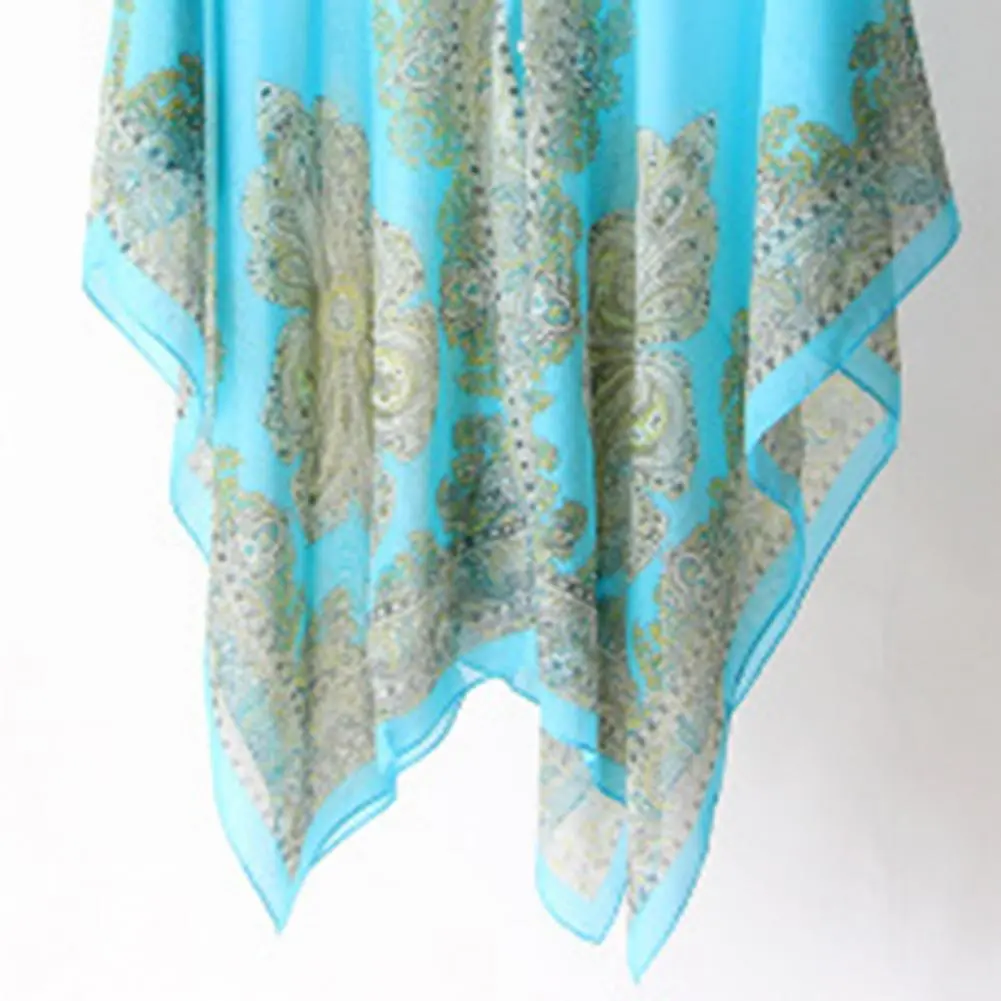 2025 Women Scarf Poncho Cashew Flower Print Multi-function Chiffon Vintage Anti-sun Bikini Cover Up Beach Bikini Cover Ups