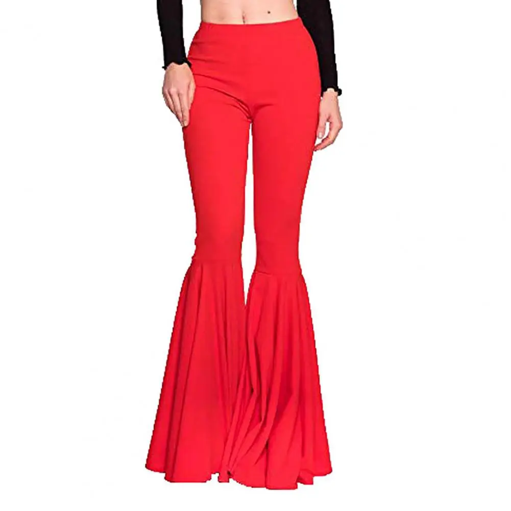 2025 Women Tight Flare Trousers High-Waist Elastic Waistband Control Tummy Hip Lifting Lady Trousers Skinny Mermaid Flared Pants