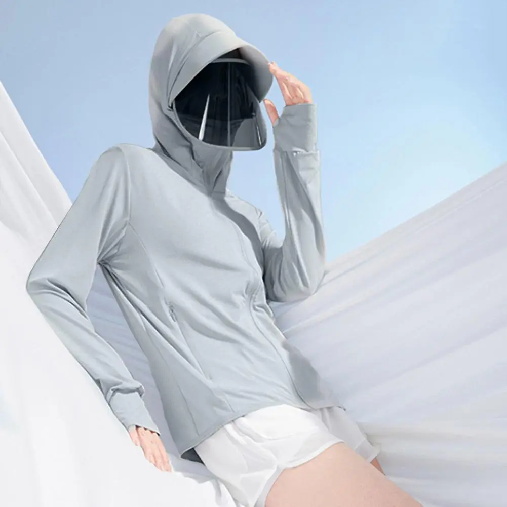 Summer Women's Sun Protection Jacket Lightweight Breathable Large Brim hat Sun Protection Clothing UV Protection Skin Jacket