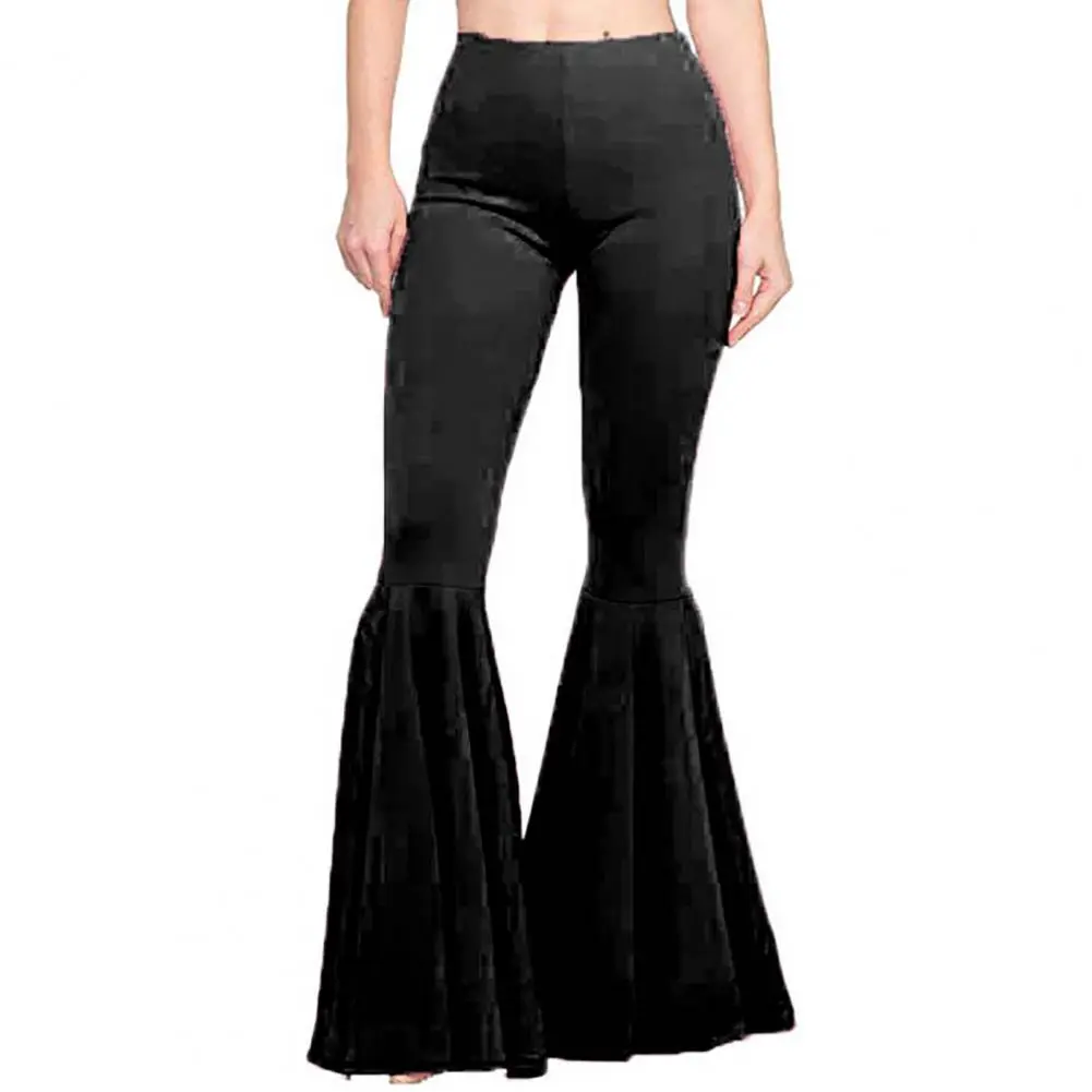 2025 Women Tight Flare Trousers High-Waist Elastic Waistband Control Tummy Hip Lifting Lady Trousers Skinny Mermaid Flared Pants
