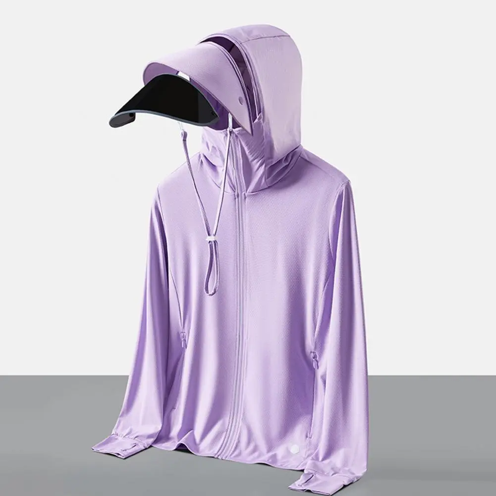 Summer Women's Sun Protection Jacket Lightweight Breathable Large Brim hat Sun Protection Clothing UV Protection Skin Jacket