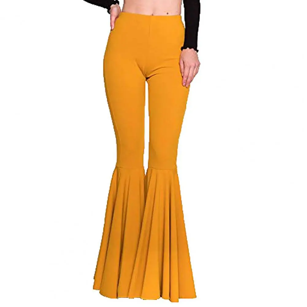 2025 Women Tight Flare Trousers High-Waist Elastic Waistband Control Tummy Hip Lifting Lady Trousers Skinny Mermaid Flared Pants