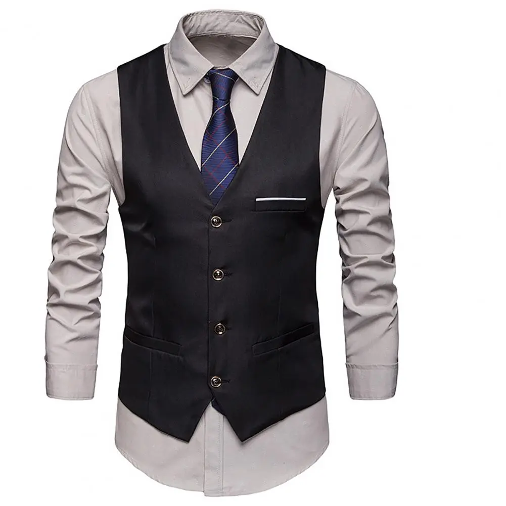 2025 Men Waistcoat Slim Blazer Suit Vest V Neck Classic Streetwear Korean Style Single Breasted Waistcoat Party Suit Vest Top