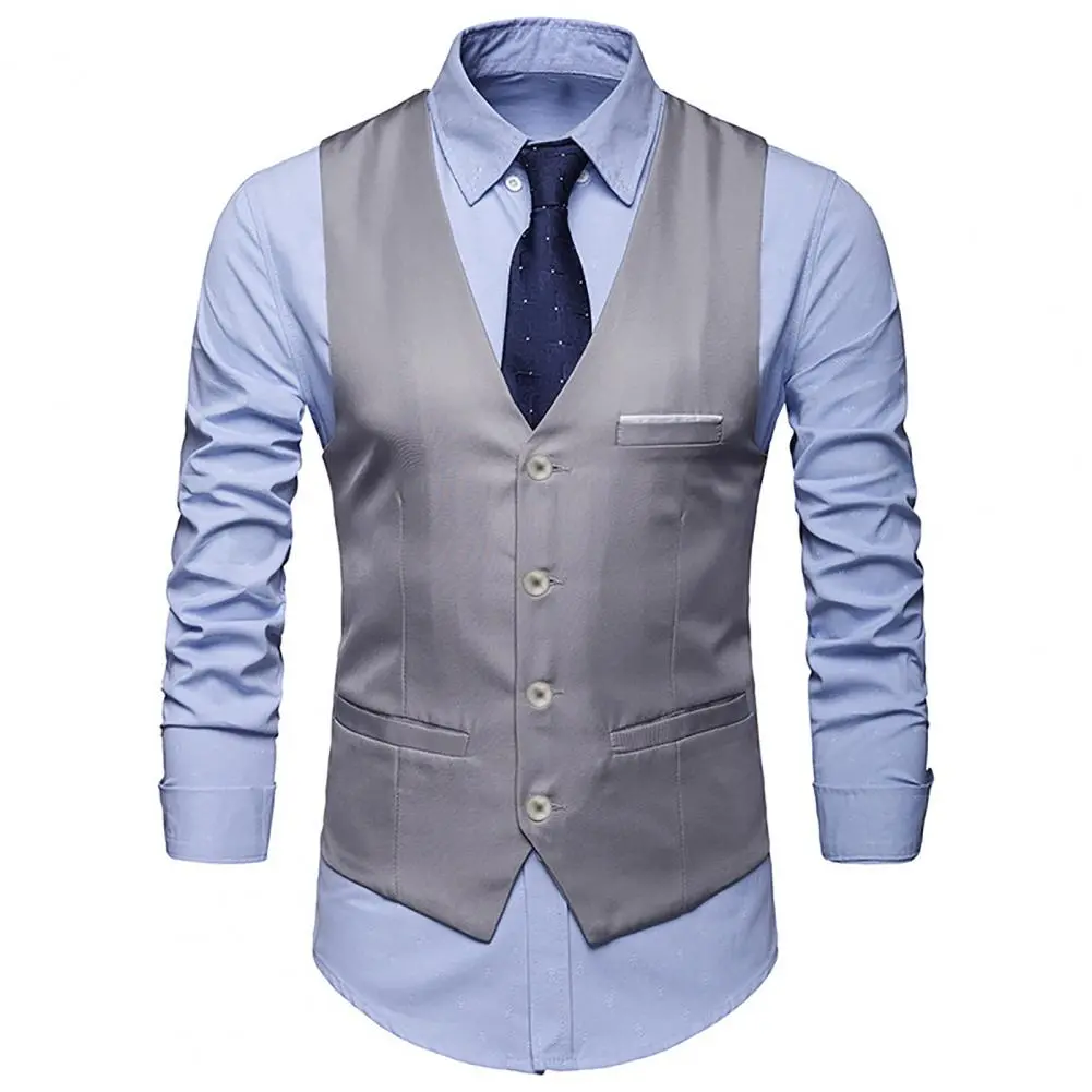 2025 Men Waistcoat Slim Blazer Suit Vest V Neck Classic Streetwear Korean Style Single Breasted Waistcoat Party Suit Vest Top