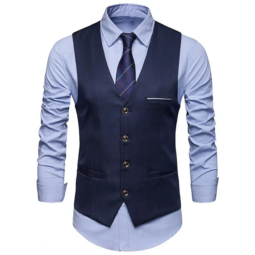 2025 Men Waistcoat Slim Blazer Suit Vest V Neck Classic Streetwear Korean Style Single Breasted Waistcoat Party Suit Vest Top