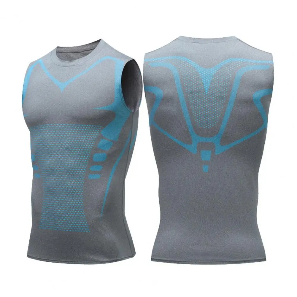2025 Men Sport Vest Slim Fit High Elasticity O Neck Quick-drying Sleeveless Compression Figure Shaping Gym Basketball Tank Top