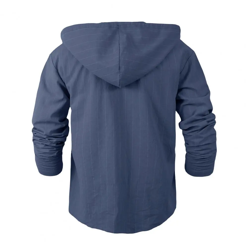 Men Linen Shirt Stylish Men Shirt 2025 Striped Hooded Linen Shirt Casual Long Sleeve Button Down for Fall Vacation Street Wear
