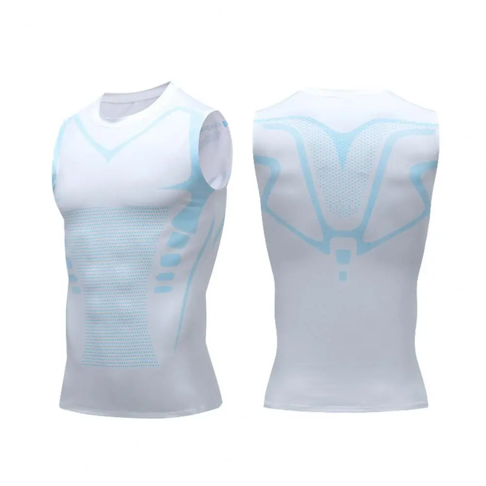 2025 Men Sport Vest Slim Fit High Elasticity O Neck Quick-drying Sleeveless Compression Figure Shaping Gym Basketball Tank Top