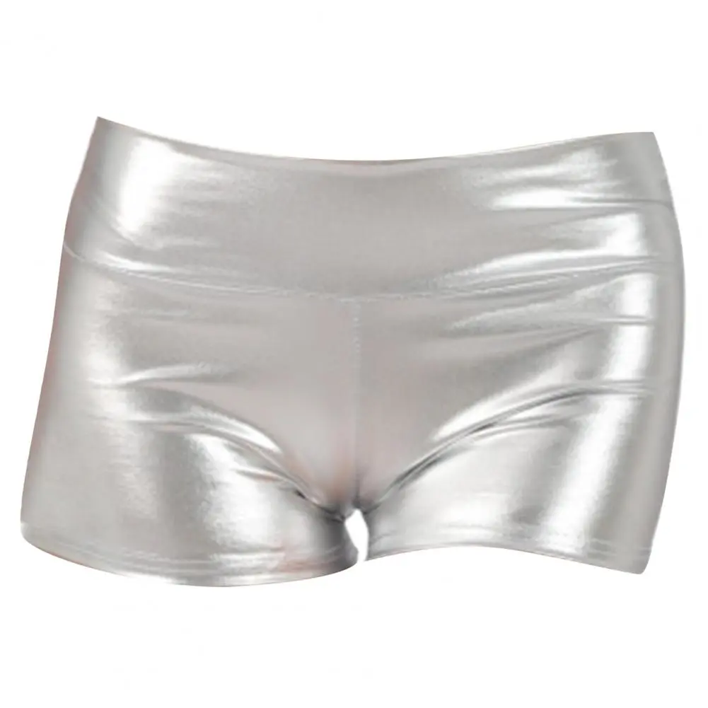 2025 Spicy Girls Women Shorts High Waist Glossy Suraface Bronzing Slim Fit Hot Girls Dance Mini Shorts Elastic Super Short Pants