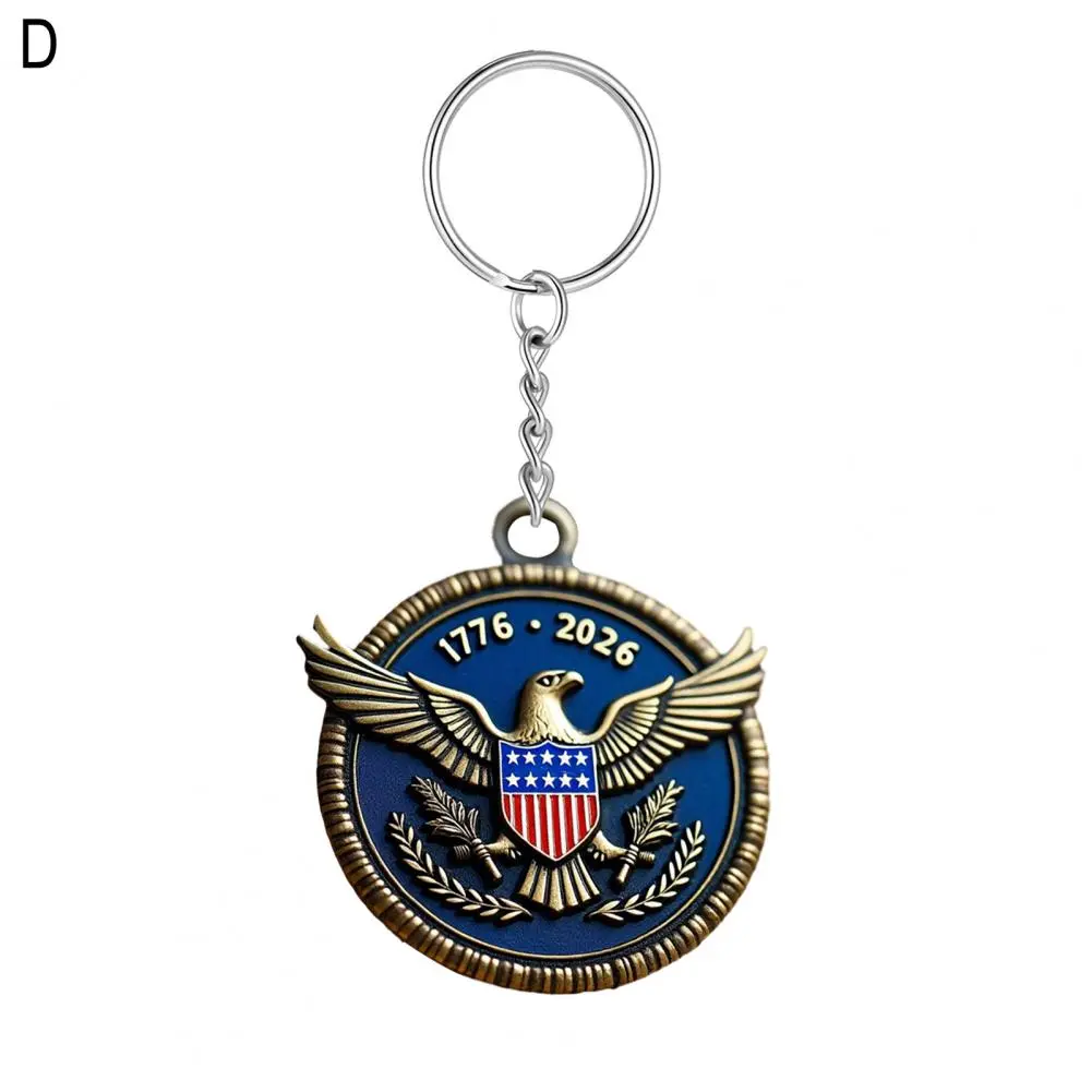 Patriotic Keychain American Flag Emblem Keychain 250th Anniversary American Owl Keychain Us Flag Pattern for Celebrating