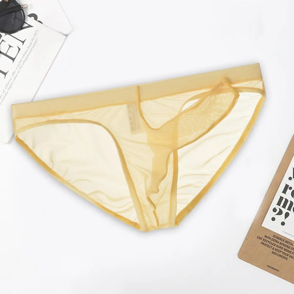 2025 Men Briefs Mesh Transparent Elephant Nose Trunks Underwear Ultra-thin Opening Sexy Triangle Panties Male Underwear