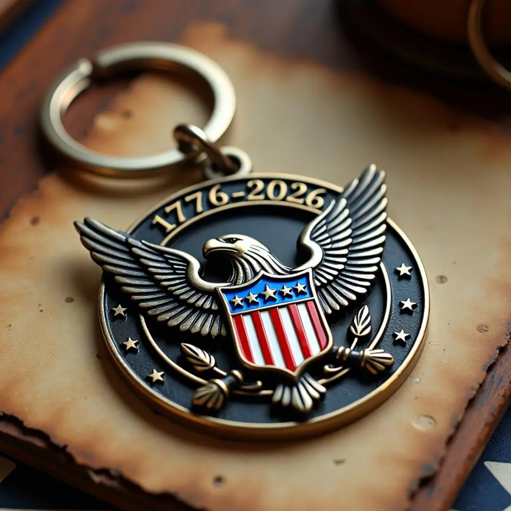 Patriotic Keychain American Flag Emblem Keychain 250th Anniversary American Owl Keychain Us Flag Pattern for Celebrating