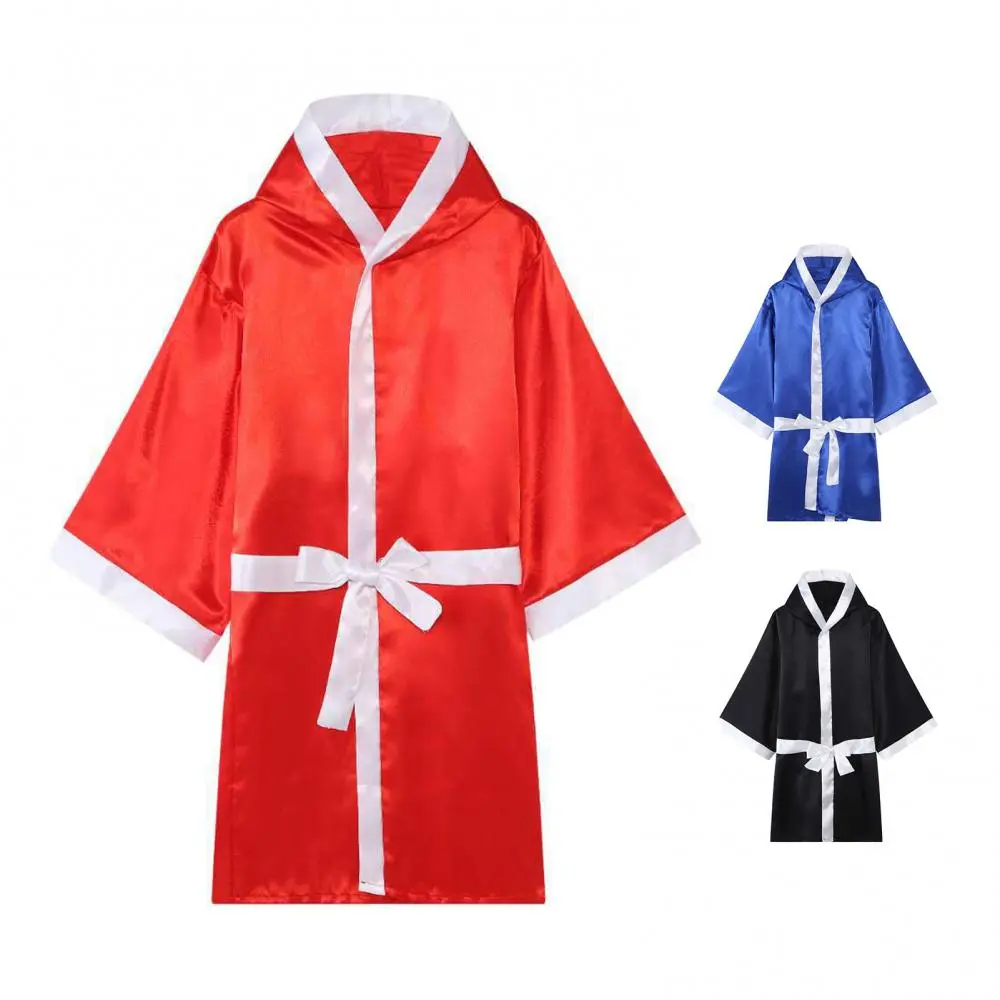 2025 Unisex Long Sleeve Belt Competition Training Boxing Robe Kickboxing Gown Uniform Men Women Cloaks Competition Boxing Suit